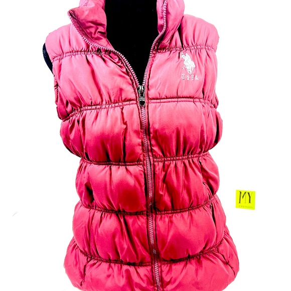 US Polo Ralph Laurent Burgundy Puffer Vest XL for Kids - Picture 2 of 15